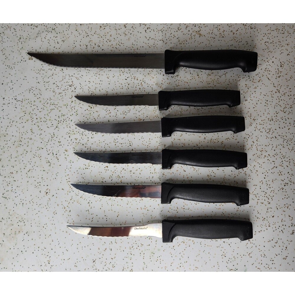 CHEFMATE 7" & 4.5" Blades Stainless Steak, Carving, & Scalloped Fillet Knives